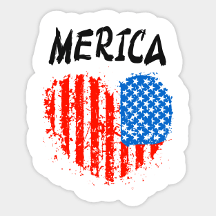 Merica Grunge Vintage Heart Patriotism Sticker